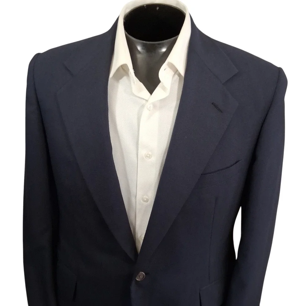 Polo Ralph Lauren Blazer 40S Navy Blue Classic Two Button Sport Coat USA Made
